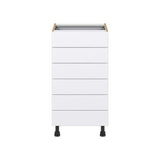 Hugo&Borg Lasalle 18-in W x 34.5-in H x 24-in D Bright White Slab 6-Drawer Base Fully Assembled Cabinet (Flat Panel Style)
