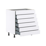 Hugo&Borg Lasalle 30-in W x 34.5-in H x 24-in D Bright White Slab 6-Drawer Base Fully Assembled Cabinet (Flat Panel Style)