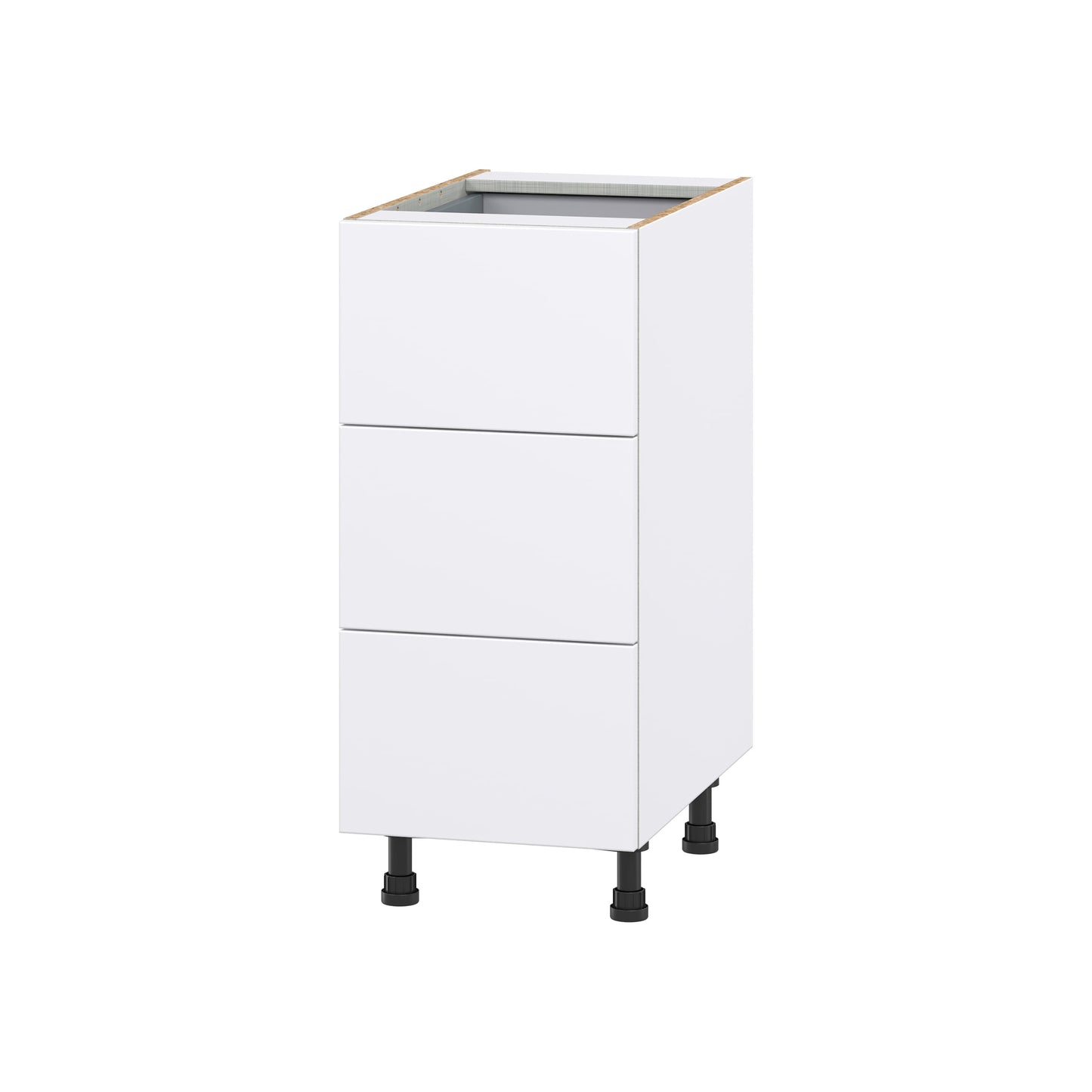Hugo&Borg Lasalle 15-in W x 34.5-in H x 24-in D Bright White Slab 4-Drawer Base Fully Assembled Cabinet (Flat Panel Style)