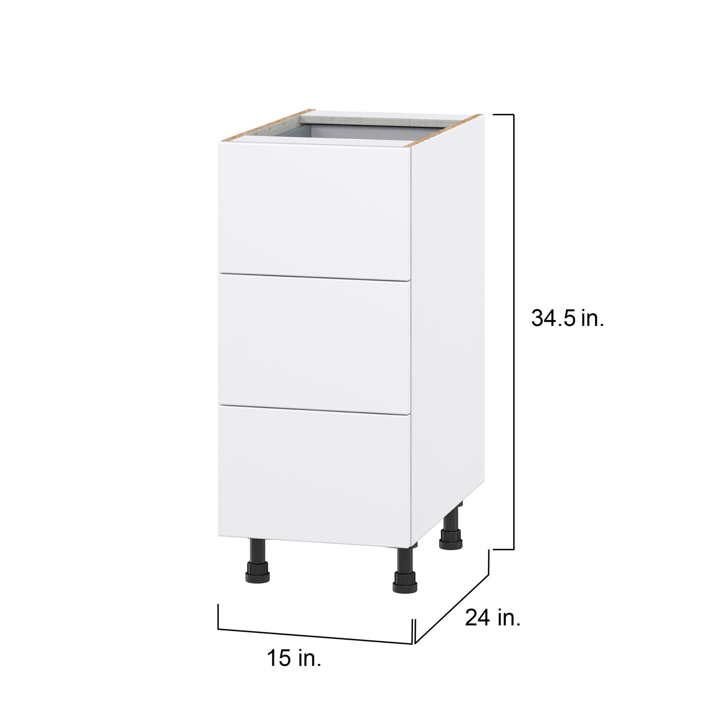 Hugo&Borg Lasalle 15-in W x 34.5-in H x 24-in D Bright White Slab 4-Drawer Base Fully Assembled Cabinet (Flat Panel Style)