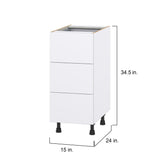 Hugo&Borg Lasalle 15-in W x 34.5-in H x 24-in D Bright White Slab 4-Drawer Base Fully Assembled Cabinet (Flat Panel Style)