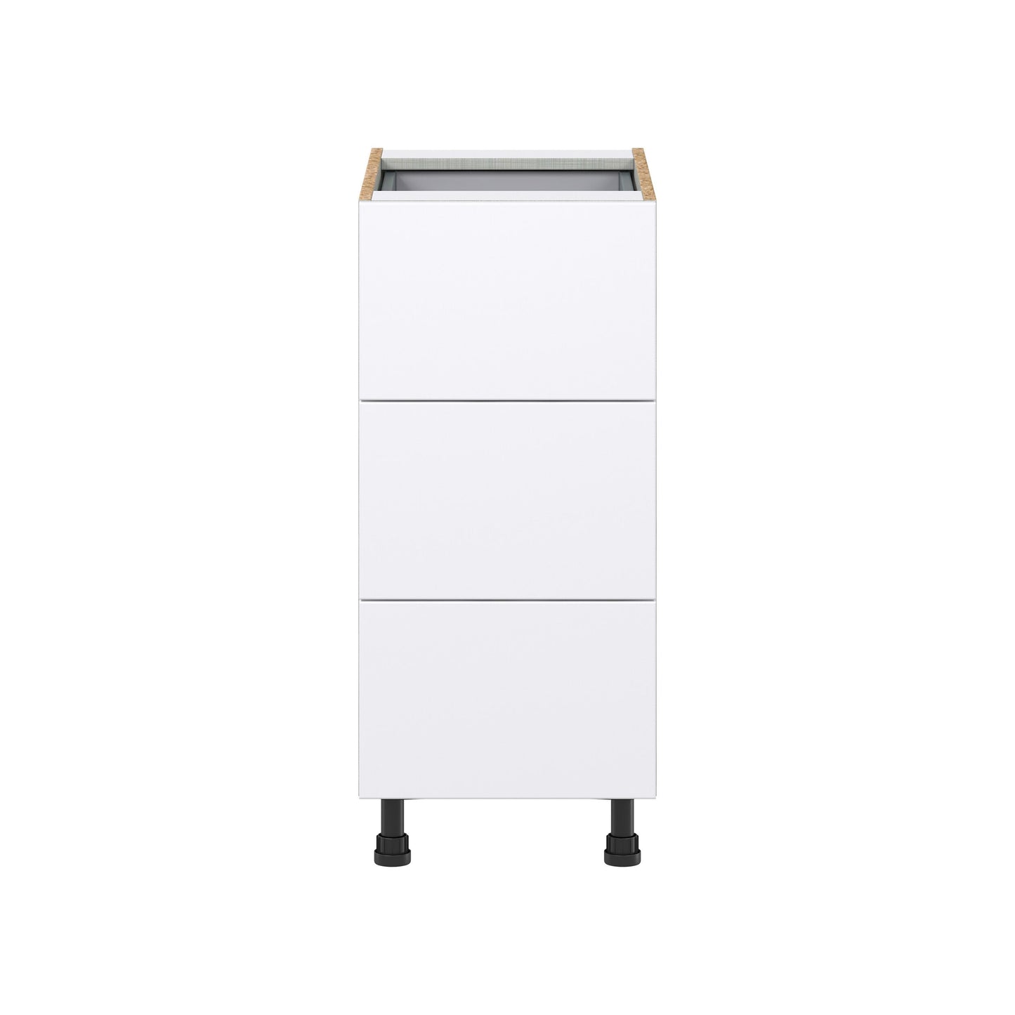 Hugo&Borg Lasalle 15-in W x 34.5-in H x 24-in D Bright White Slab 4-Drawer Base Fully Assembled Cabinet (Flat Panel Style)