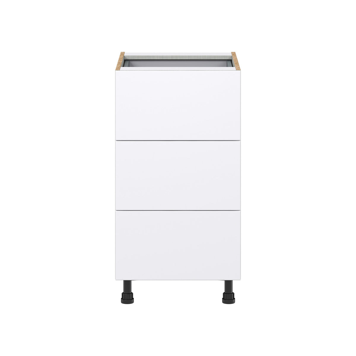 Hugo&Borg Lasalle 18-in W x 34.5-in H x 24-in D Bright White Slab 4-Drawer Base Fully Assembled Cabinet (Flat Panel Style)