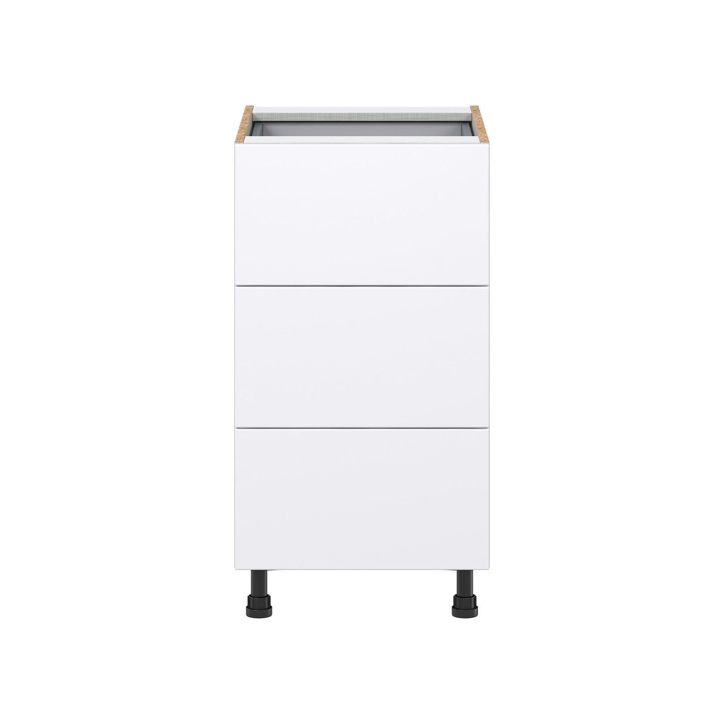 Hugo&Borg Lasalle 18-in W x 34.5-in H x 24-in D Bright White Slab 4-Drawer Base Fully Assembled Cabinet (Flat Panel Style)