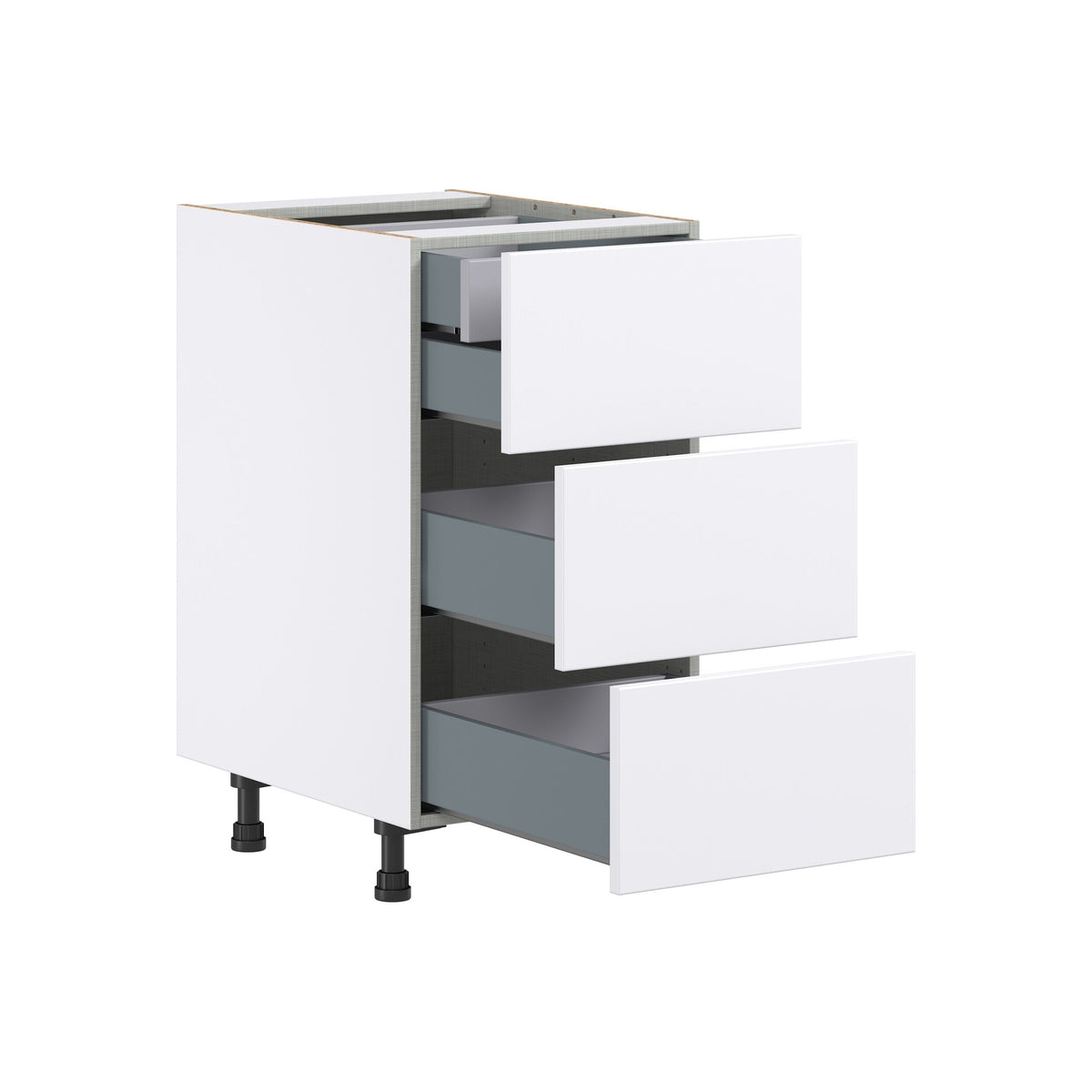Hugo&Borg Lasalle 18-in W x 34.5-in H x 24-in D Bright White Slab 4-Drawer Base Fully Assembled Cabinet (Flat Panel Style)