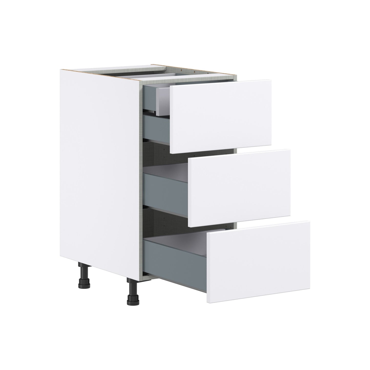 Hugo&Borg Lasalle 18-in W x 34.5-in H x 24-in D Bright White Slab 4-Drawer Base Fully Assembled Cabinet (Flat Panel Style)