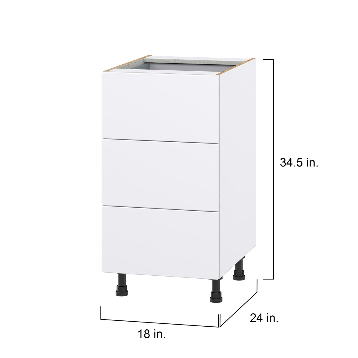 Hugo&Borg Lasalle 18-in W x 34.5-in H x 24-in D Bright White Slab 4-Drawer Base Fully Assembled Cabinet (Flat Panel Style)