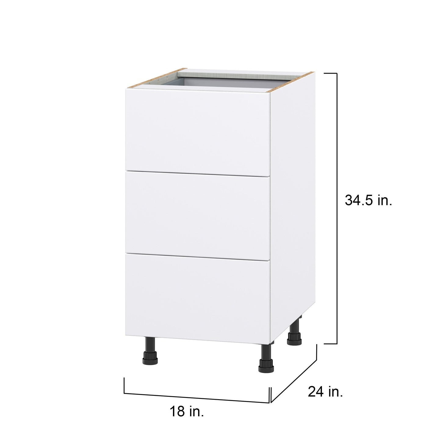 Hugo&Borg Lasalle 18-in W x 34.5-in H x 24-in D Bright White Slab 4-Drawer Base Fully Assembled Cabinet (Flat Panel Style)