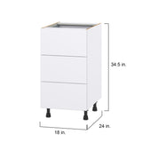 Hugo&Borg Lasalle 18-in W x 34.5-in H x 24-in D Bright White Slab 4-Drawer Base Fully Assembled Cabinet (Flat Panel Style)