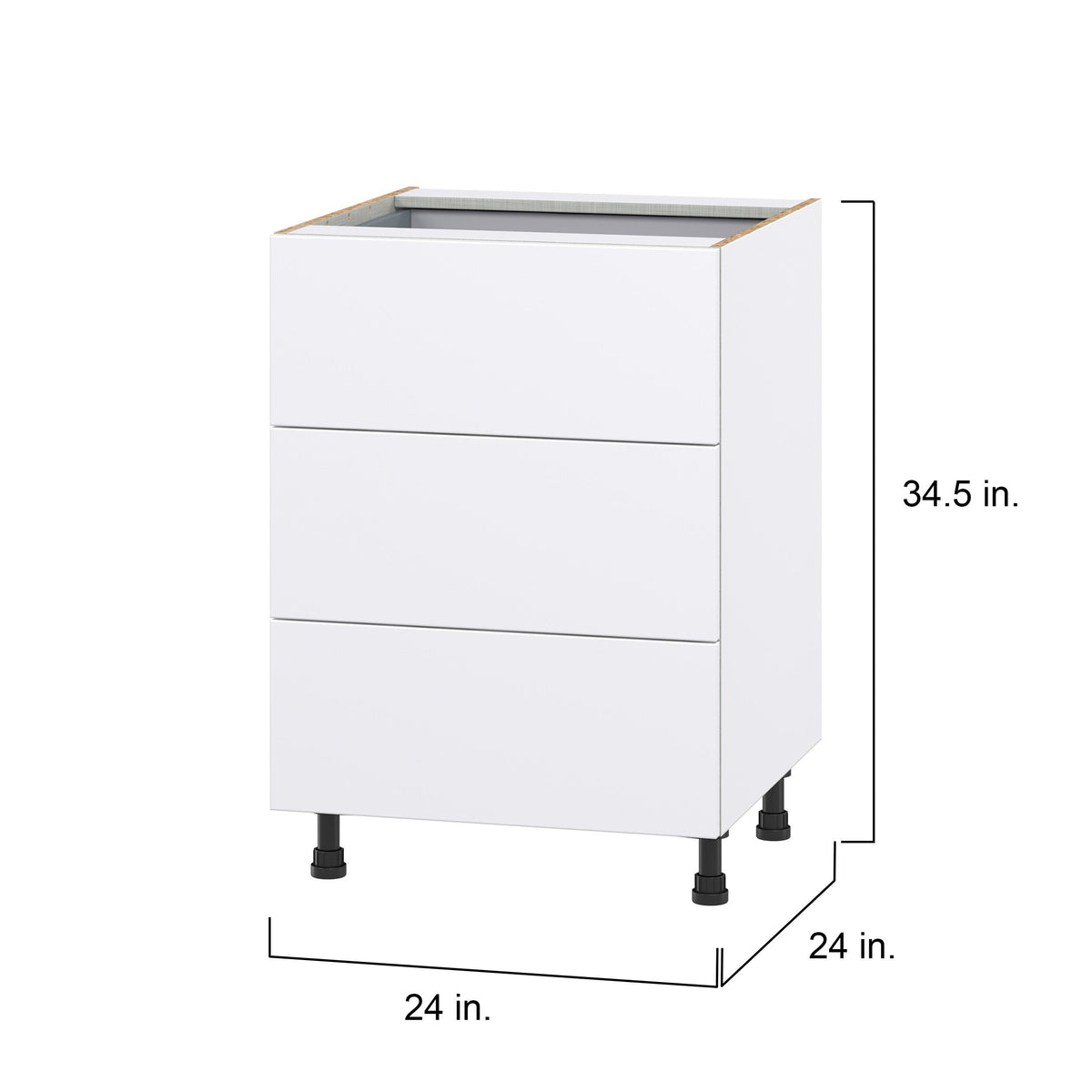 Hugo&Borg Lasalle 24-in W x 34.5-in H x 24-in D Bright White Slab 4-Drawer Base Fully Assembled Cabinet (Flat Panel Style)