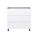 Hugo&Borg Lasalle 36-in W x 34.5-in H x 24-in D Bright White Slab 4-Drawer Base Fully Assembled Cabinet (Flat Panel Style)
