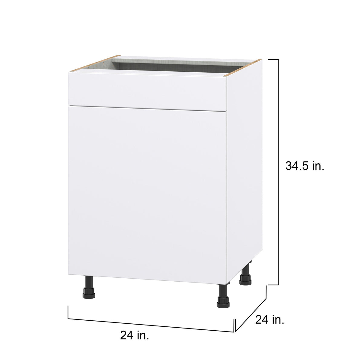 Hugo&Borg Lasalle 24-in W x 34.5-in H x 24-in D Bright White Slab Sink Base Fully Assembled Cabinet (Flat Panel Slab Style)