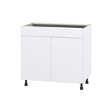 Hugo&Borg Lasalle 36-in W x 34.5-in H x 24-in D Bright White Slab Sink Base Fully Assembled Cabinet (Flat Panel Slab Style)