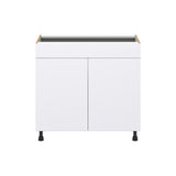 Hugo&Borg Lasalle 36-in W x 34.5-in H x 24-in D Bright White Slab Sink Base Fully Assembled Cabinet (Flat Panel Slab Style)