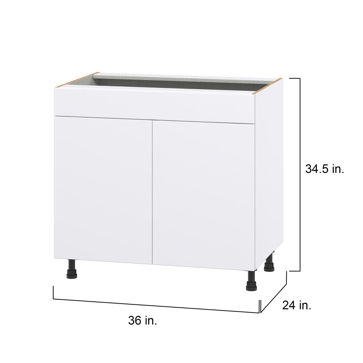 Hugo&Borg Lasalle 36-in W x 34.5-in H x 24-in D Bright White Slab Sink Base Fully Assembled Cabinet (Flat Panel Slab Style)