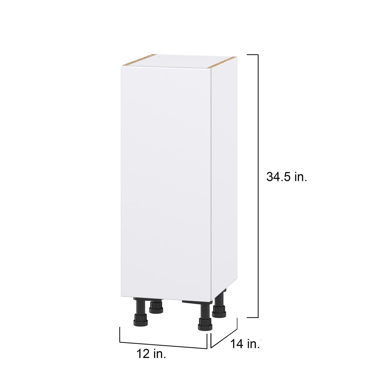 Hugo&Borg Lasalle 12-in W x 34.5-in H x 14-in D Bright White Slab Base Fully Assembled Cabinet (Flat Panel Slab Door Style)