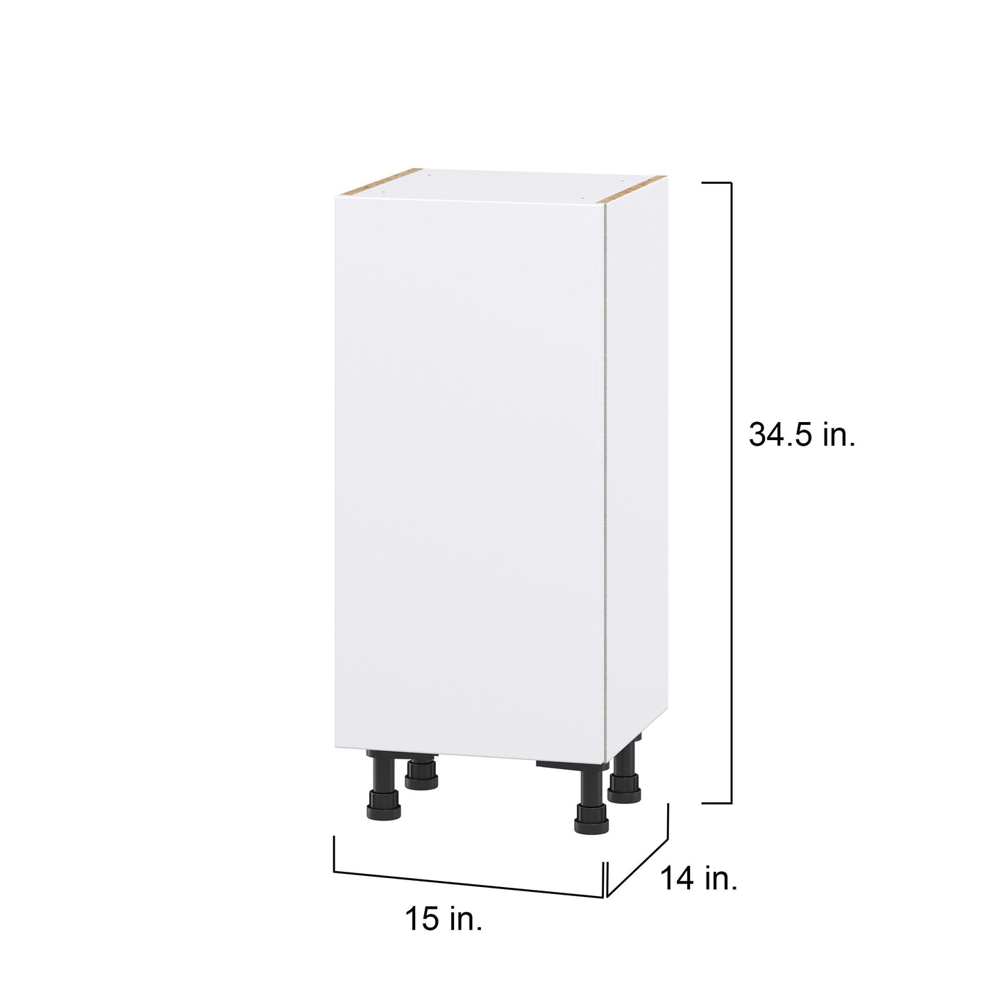 Hugo&Borg Lasalle 15-in W x 34.5-in H x 14-in D Bright White Slab Base Fully Assembled Cabinet (Flat Panel Slab Door Style)