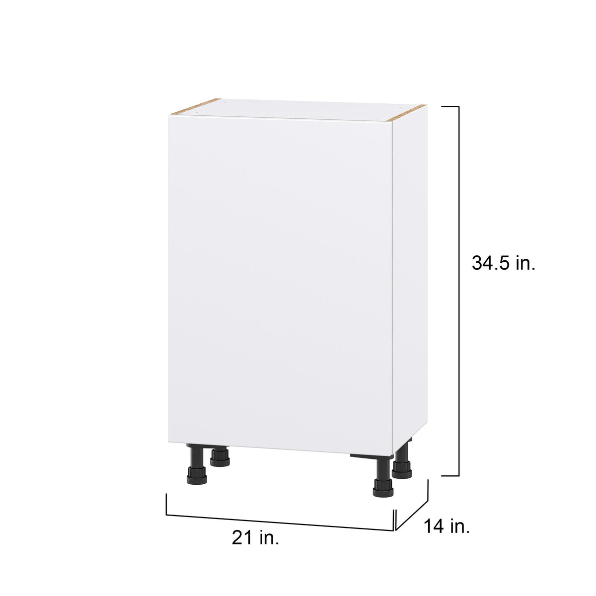 Hugo&Borg Lasalle 21-in W x 34.5-in H x 14-in D Bright White Slab Base Fully Assembled Cabinet (Flat Panel Slab Door Style)