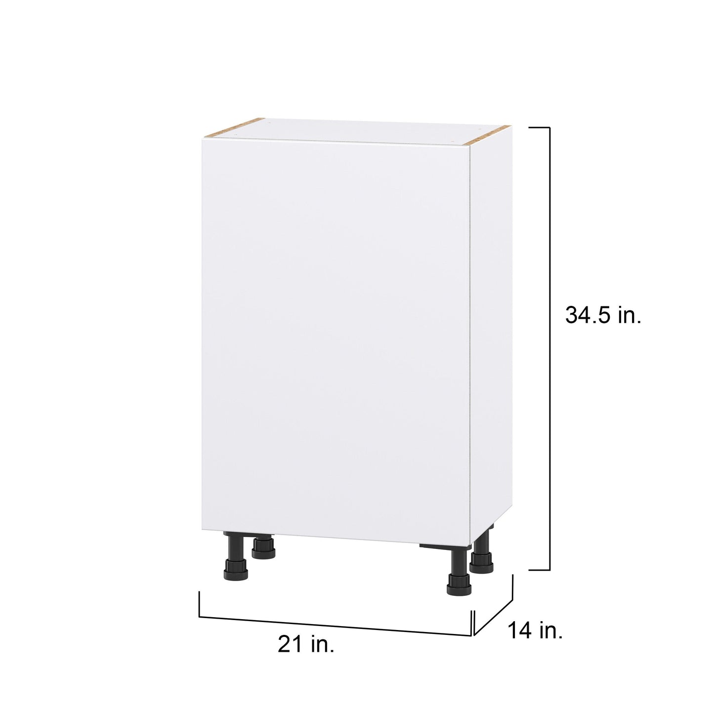 Hugo&Borg Lasalle 21-in W x 34.5-in H x 14-in D Bright White Slab Base Fully Assembled Cabinet (Flat Panel Slab Door Style)