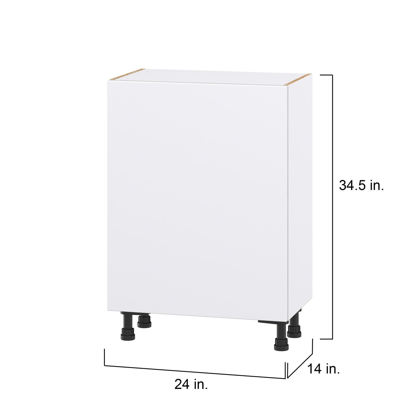 Hugo&Borg Lasalle 24-in W x 34.5-in H x 14-in D Bright White Slab Base Fully Assembled Cabinet (Flat Panel Slab Door Style)