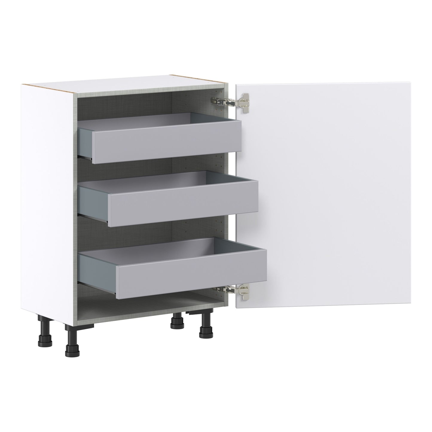Hugo&Borg Lasalle 24-in W x 34.5-in H x 14-in D Bright White Slab 3-Drawers Base Fully Assembled Cabinet (Flat Panel Slab Style)