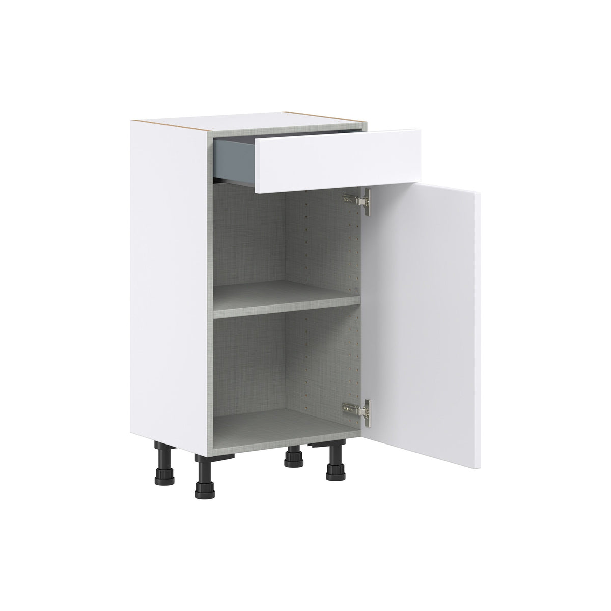 Hugo&Borg Lasalle 18-in W x 34.5-in H x 14-in D Bright White Slab 1-Drawer Base Fully Assembled Cabinet (Flat Panel Slab Style)