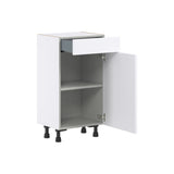 Hugo&Borg Lasalle 18-in W x 34.5-in H x 14-in D Bright White Slab 1-Drawer Base Fully Assembled Cabinet (Flat Panel Slab Style)