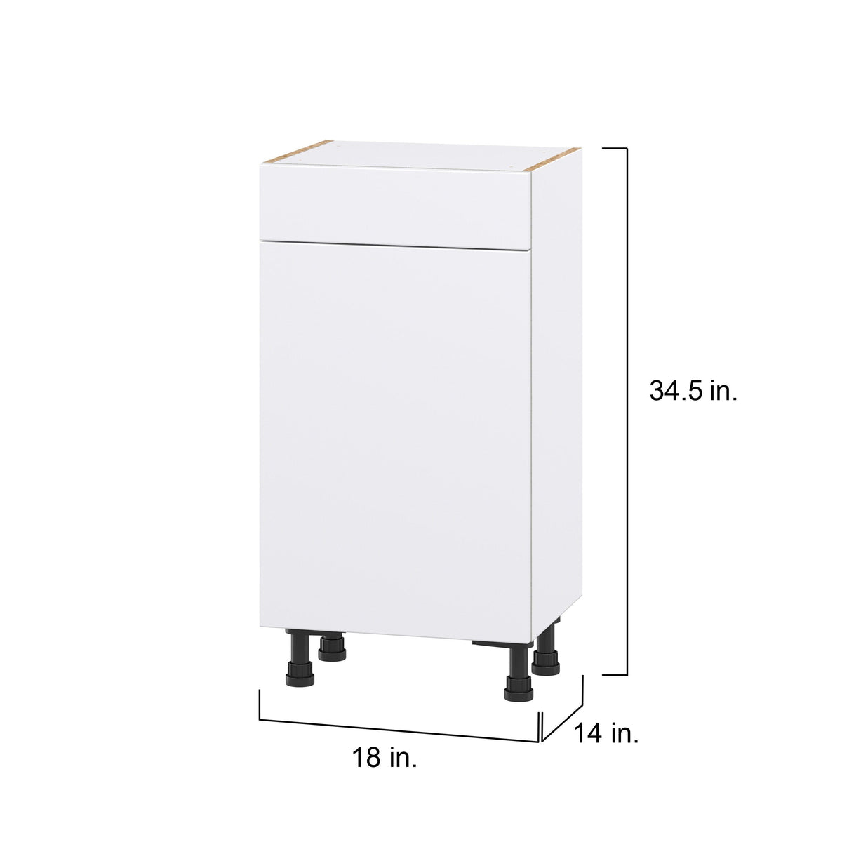 Hugo&Borg Lasalle 18-in W x 34.5-in H x 14-in D Bright White Slab 1-Drawer Base Fully Assembled Cabinet (Flat Panel Slab Style)
