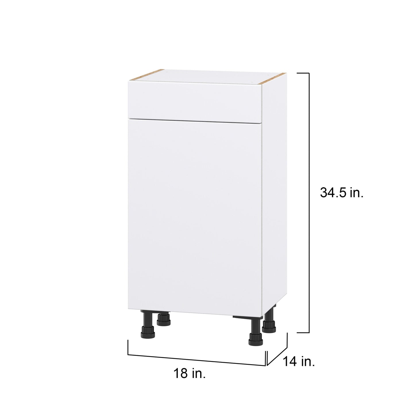 Hugo&Borg Lasalle 18-in W x 34.5-in H x 14-in D Bright White Slab 1-Drawer Base Fully Assembled Cabinet (Flat Panel Slab Style)