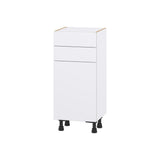 Hugo&Borg Lasalle 15-in W x 34.5-in H x 14-in D Bright White Slab 2-Drawers Base Fully Assembled Cabinet (Flat Panel Slab Style)