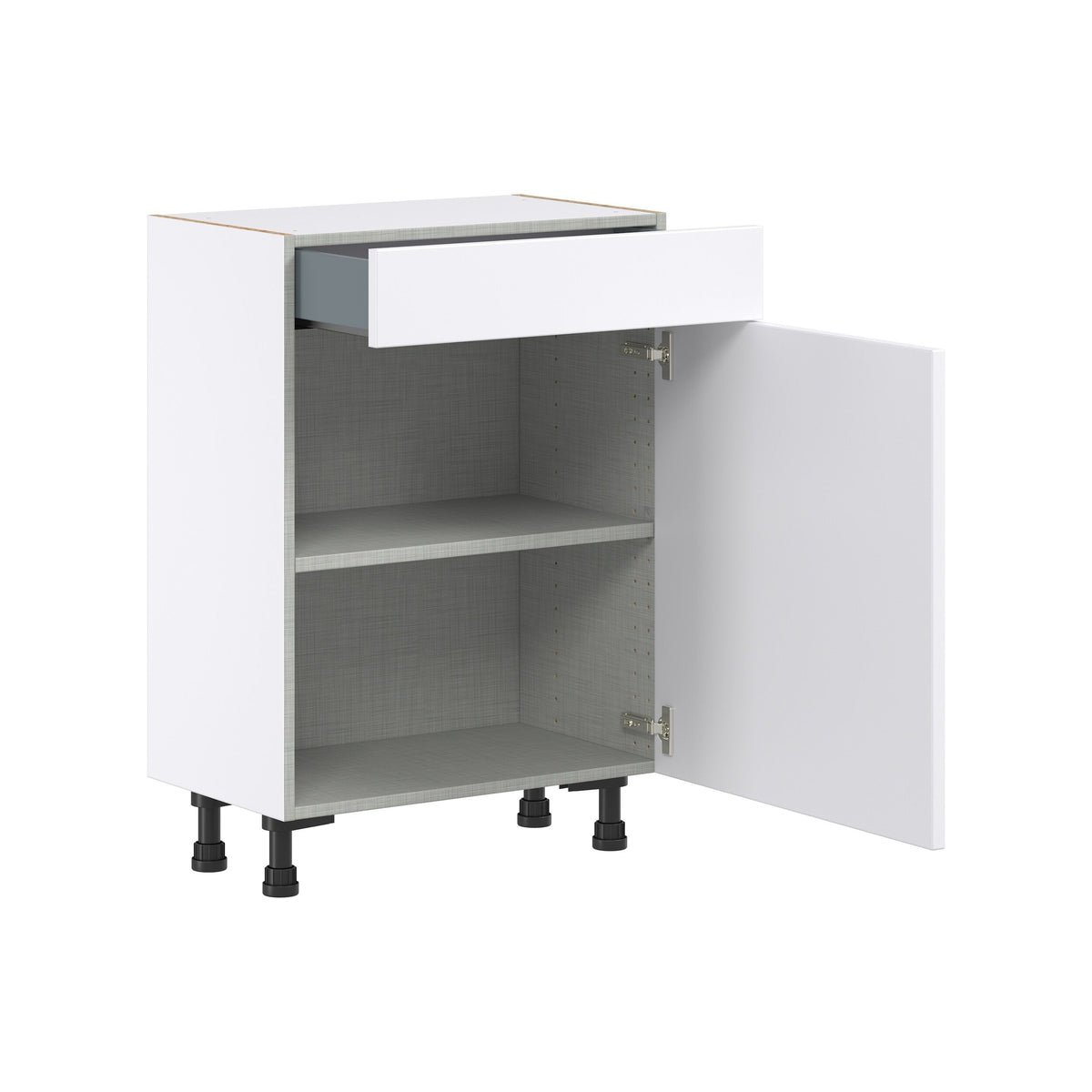 Hugo&Borg Lasalle 24-in W x 34.5-in H x 14-in D Bright White Slab 1-Drawer Base Fully Assembled Cabinet (Flat Panel Slab Style)
