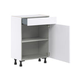 Hugo&Borg Lasalle 24-in W x 34.5-in H x 14-in D Bright White Slab 1-Drawer Base Fully Assembled Cabinet (Flat Panel Slab Style)