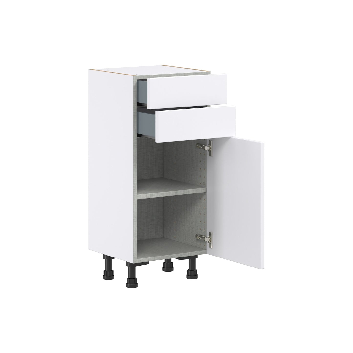Hugo&Borg Lasalle 15-in W x 34.5-in H x 14-in D Bright White Slab 2-Drawers Base Fully Assembled Cabinet (Flat Panel Slab Style)