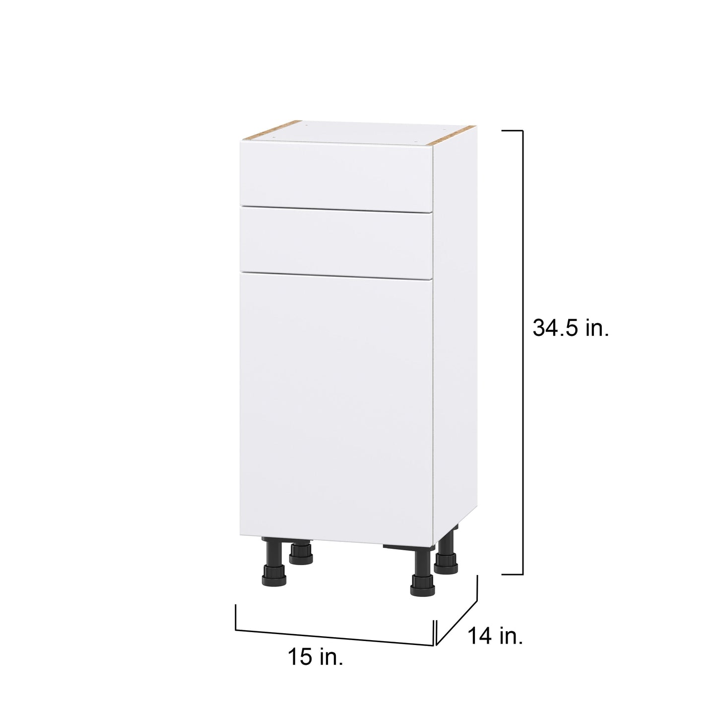 Hugo&Borg Lasalle 15-in W x 34.5-in H x 14-in D Bright White Slab 2-Drawers Base Fully Assembled Cabinet (Flat Panel Slab Style)