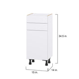 Hugo&Borg Lasalle 15-in W x 34.5-in H x 14-in D Bright White Slab 2-Drawers Base Fully Assembled Cabinet (Flat Panel Slab Style)