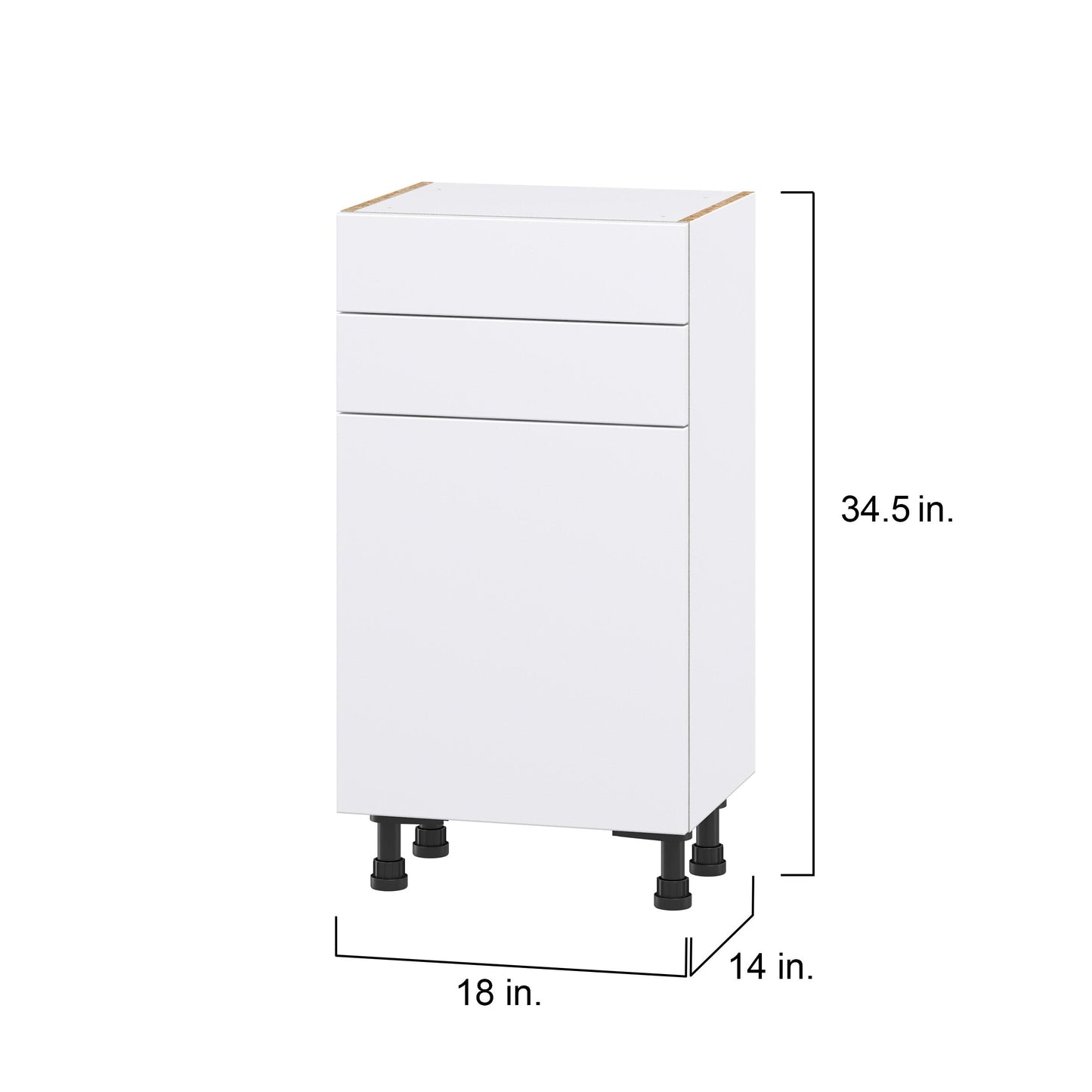 Hugo&Borg Lasalle 18-in W x 34.5-in H x 14-in D Bright White Slab 2-Drawers Base Fully Assembled Cabinet (Flat Panel Slab Style)