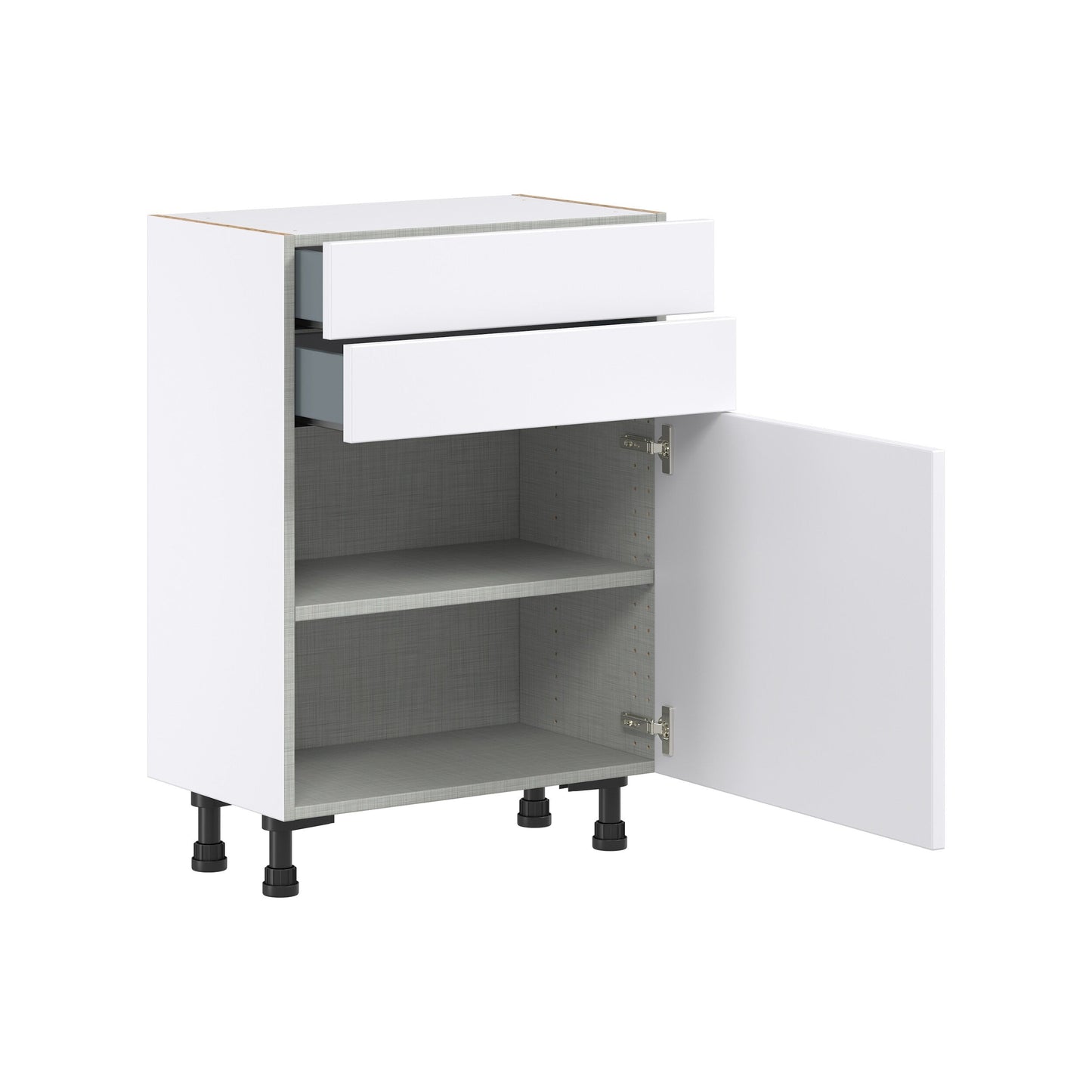 Hugo&Borg Lasalle 24-in W x 34.5-in H x 14-in D Bright White Slab 2-Drawers Base Fully Assembled Cabinet (Flat Panel Slab Style)