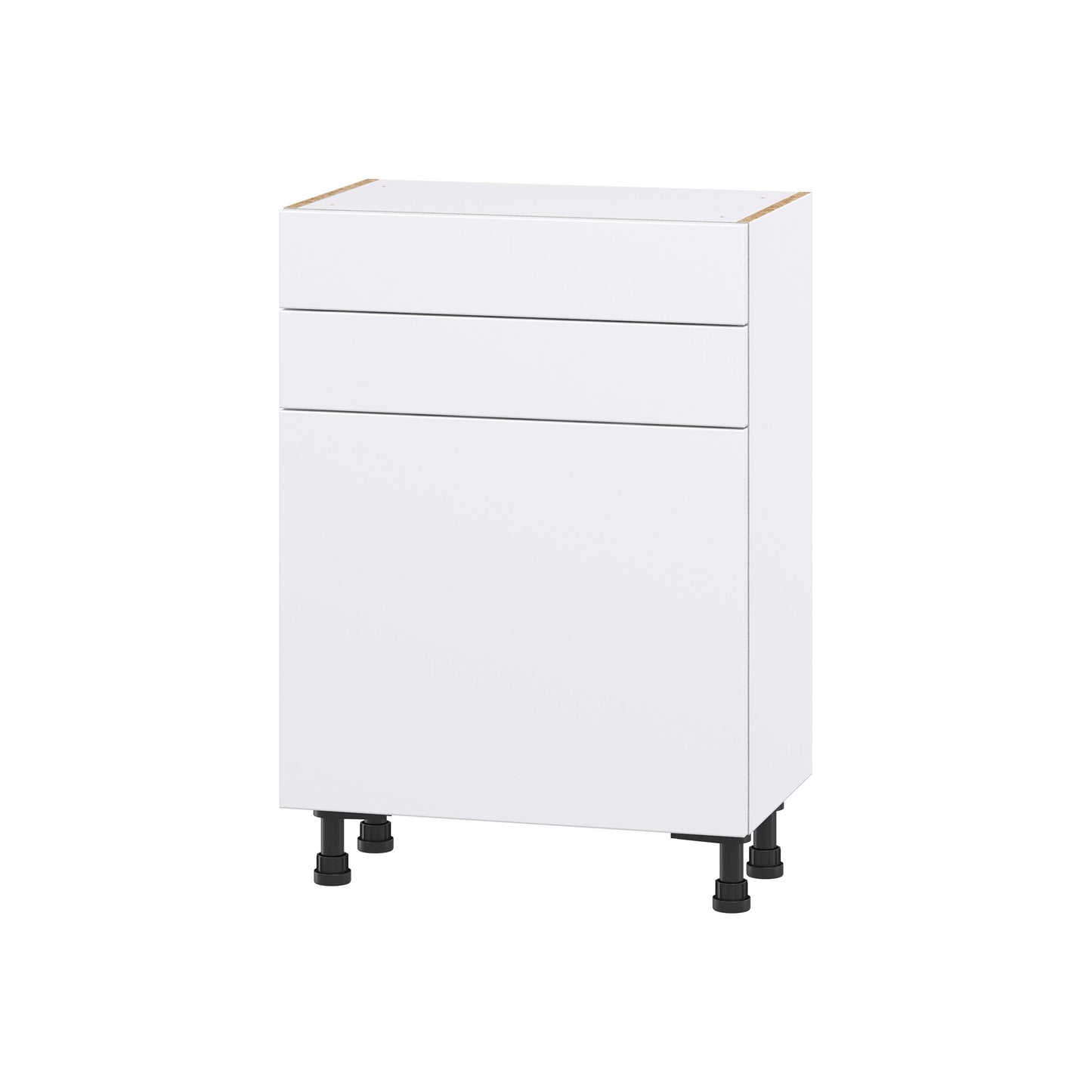 Hugo&Borg Lasalle 24-in W x 34.5-in H x 14-in D Bright White Slab 2-Drawers Base Fully Assembled Cabinet (Flat Panel Slab Style)