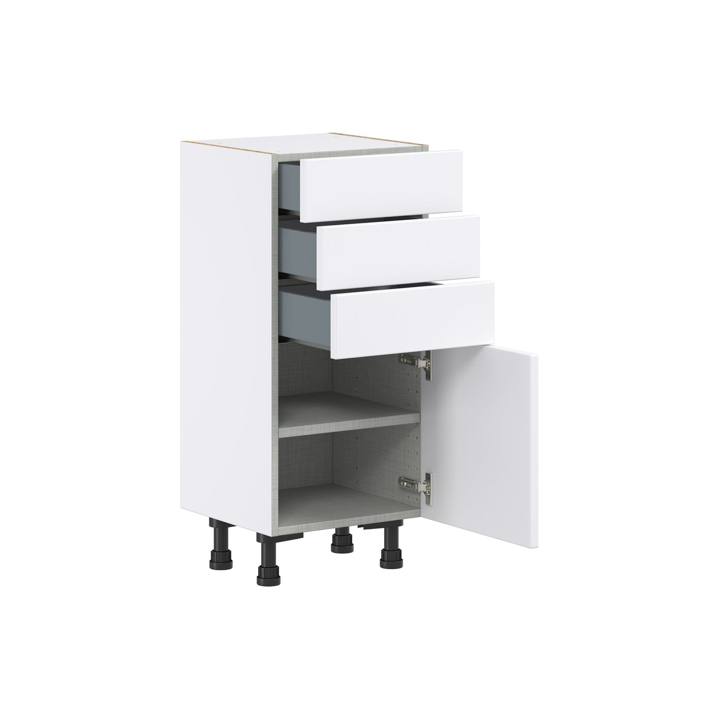 Hugo&Borg Lasalle 15-in W x 34.5-in H x 14-in D Bright White Slab 3-Drawers Base Fully Assembled Cabinet (Flat Panel Slab Style)