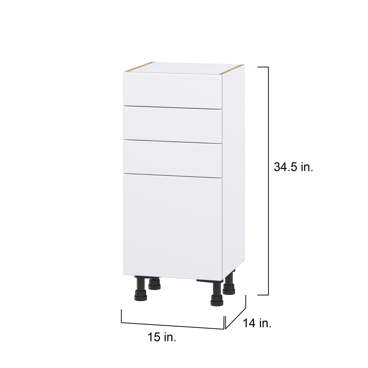 Hugo&Borg Lasalle 15-in W x 34.5-in H x 14-in D Bright White Slab 3-Drawers Base Fully Assembled Cabinet (Flat Panel Slab Style)