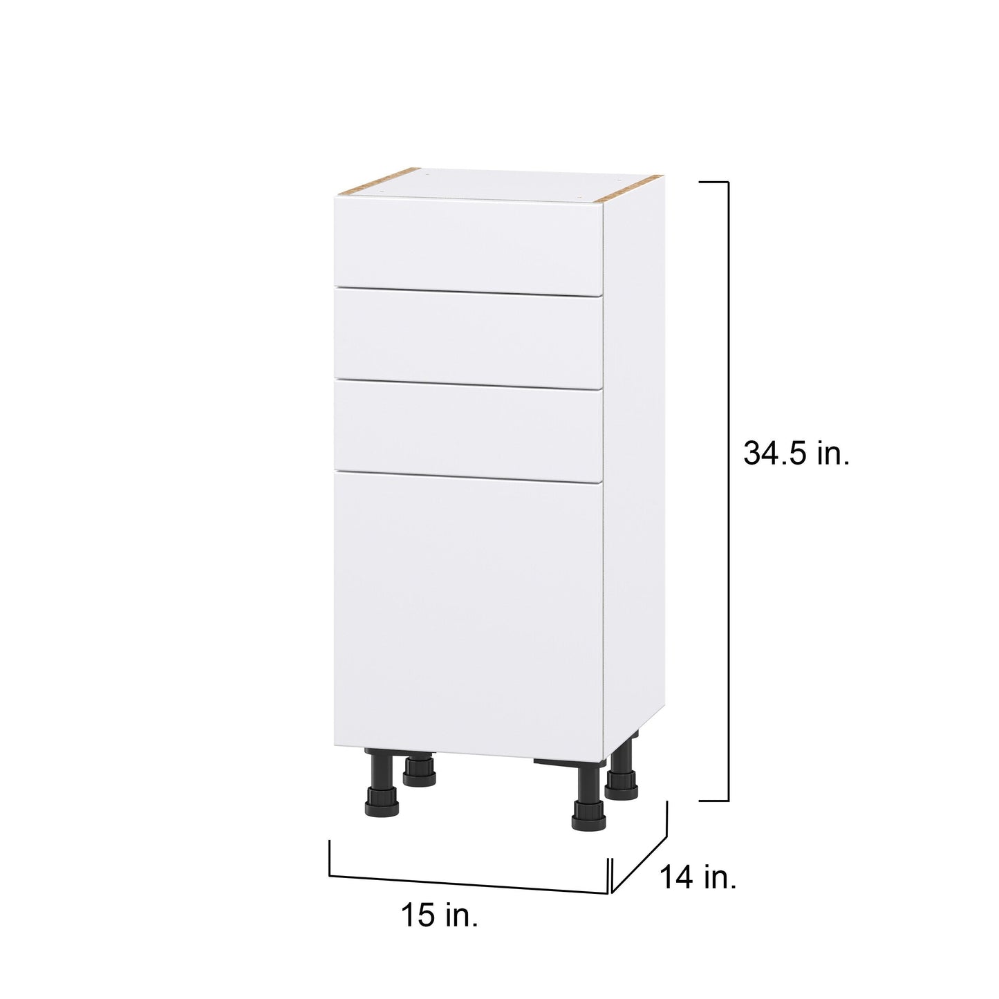 Hugo&Borg Lasalle 15-in W x 34.5-in H x 14-in D Bright White Slab 3-Drawers Base Fully Assembled Cabinet (Flat Panel Slab Style)