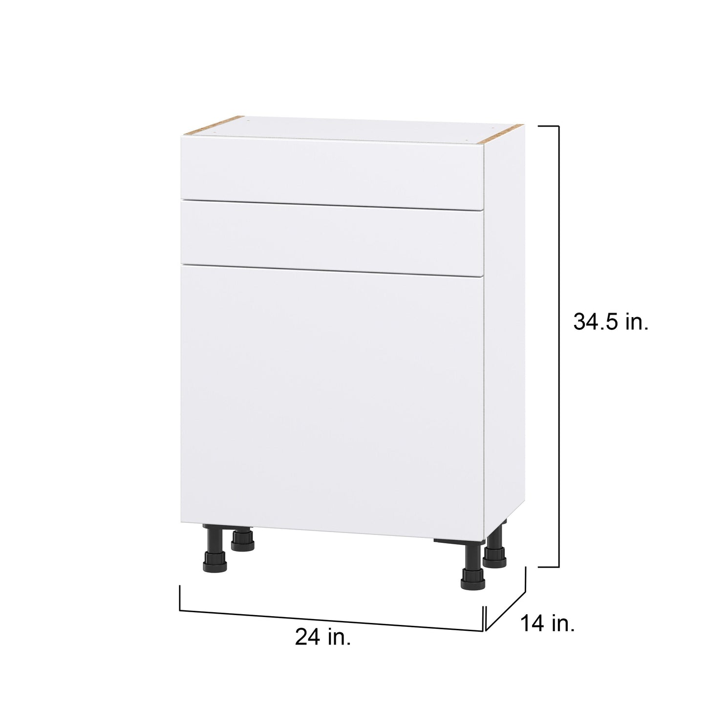 Hugo&Borg Lasalle 24-in W x 34.5-in H x 14-in D Bright White Slab 2-Drawers Base Fully Assembled Cabinet (Flat Panel Slab Style)