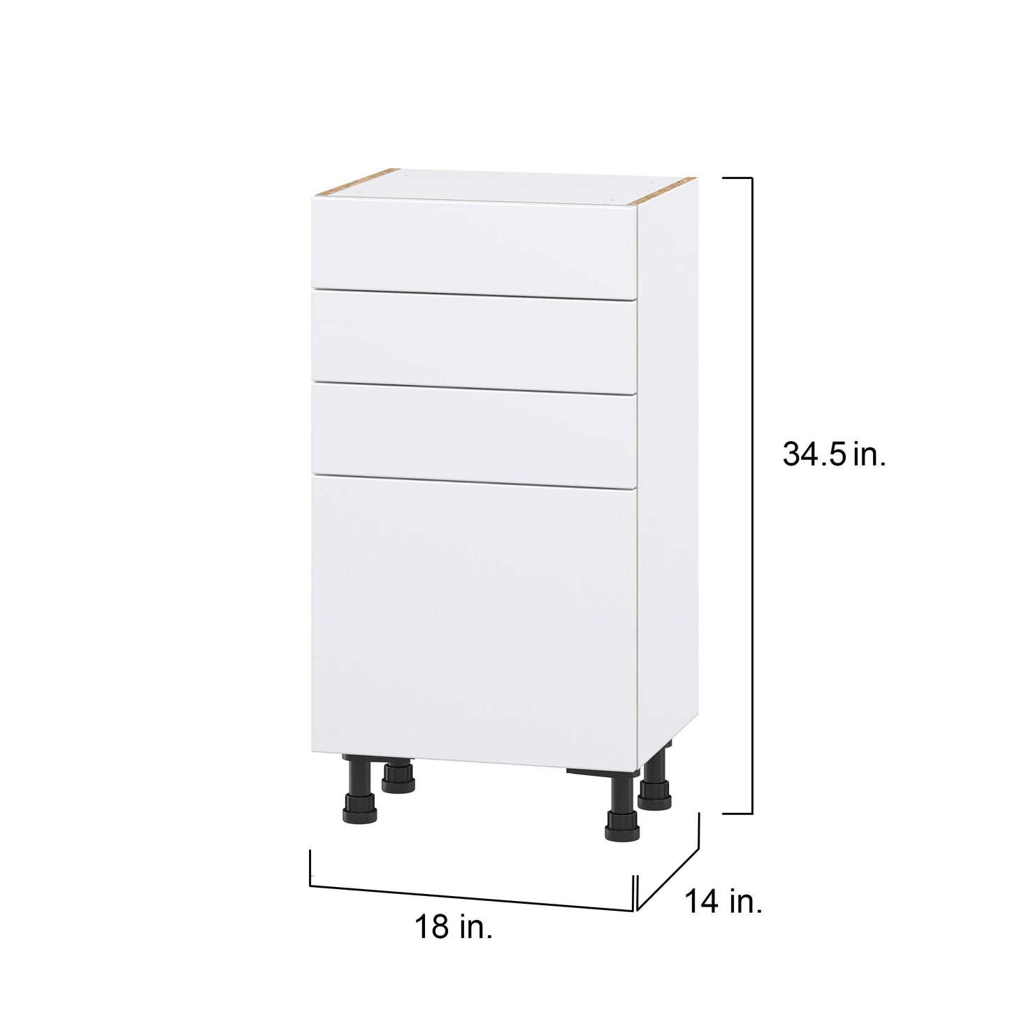 Hugo&Borg Lasalle 18-in W x 34.5-in H x 14-in D Bright White Slab 3-Drawers Base Fully Assembled Cabinet (Flat Panel Slab Style)