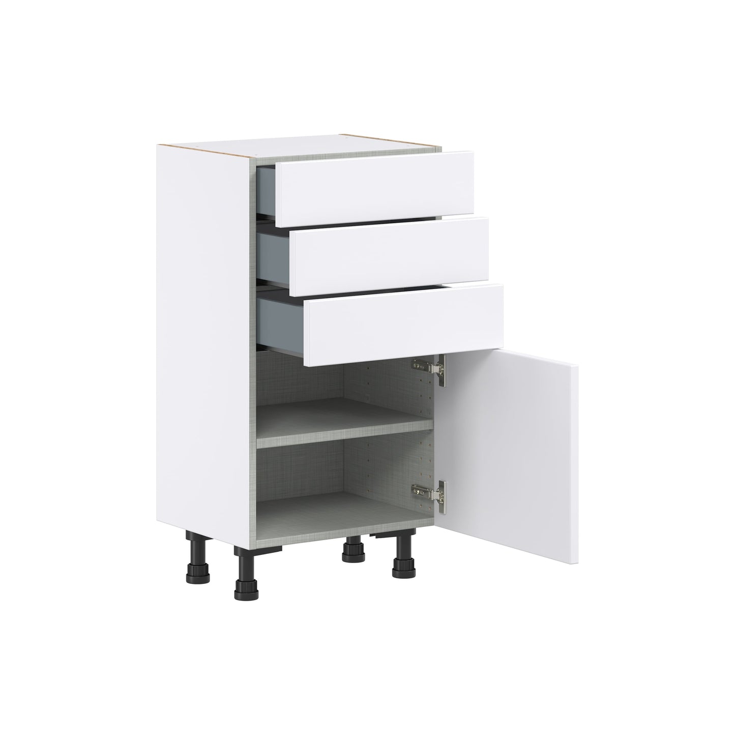 Hugo&Borg Lasalle 18-in W x 34.5-in H x 14-in D Bright White Slab 3-Drawers Base Fully Assembled Cabinet (Flat Panel Slab Style)