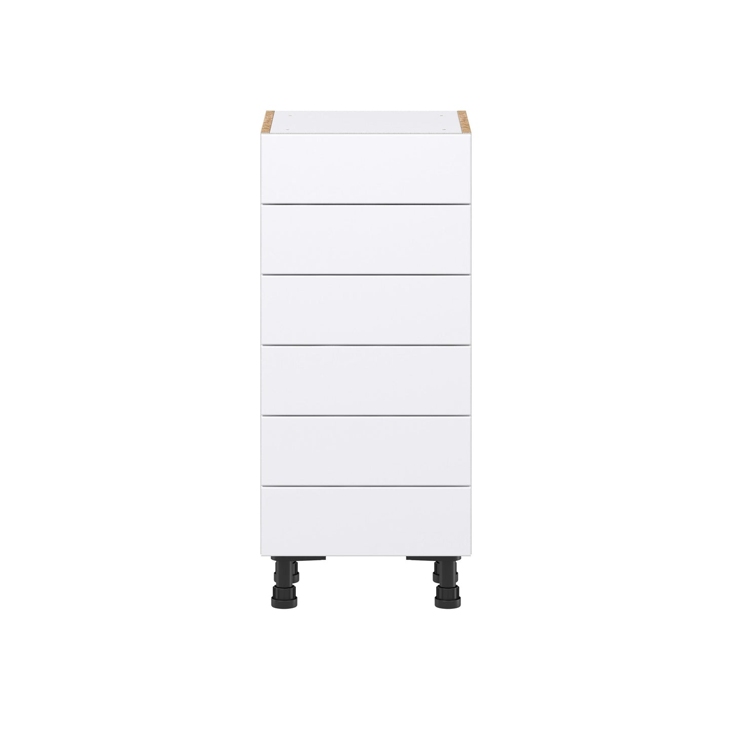 Hugo&Borg Lasalle 15-in W x 34.5-in H x 14-in D Bright White Slab 6-Drawer Base Fully Assembled Cabinet (Flat Panel Style)