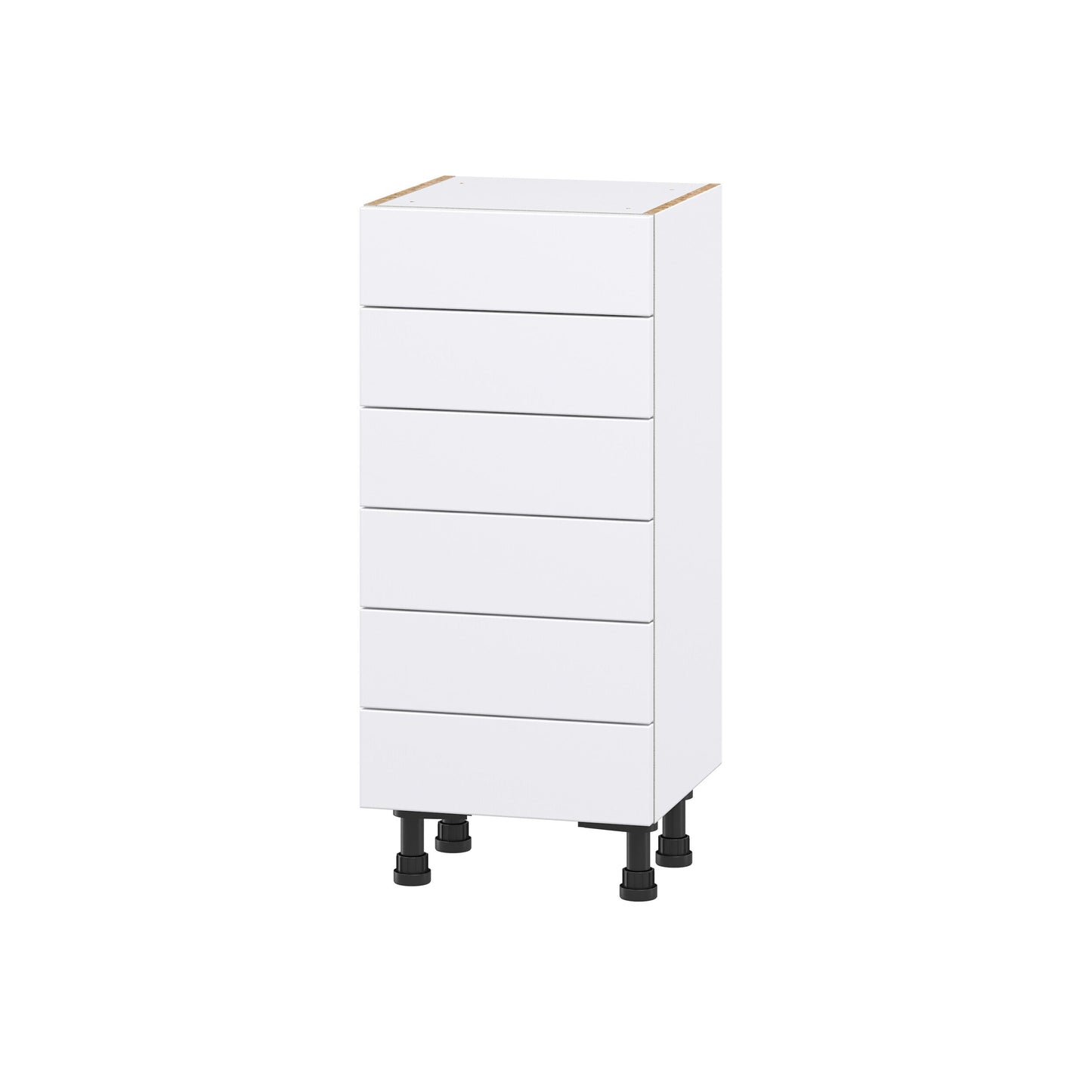 Hugo&Borg Lasalle 15-in W x 34.5-in H x 14-in D Bright White Slab 6-Drawer Base Fully Assembled Cabinet (Flat Panel Style)