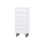 Hugo&Borg Lasalle 15-in W x 34.5-in H x 14-in D Bright White Slab 6-Drawer Base Fully Assembled Cabinet (Flat Panel Style)