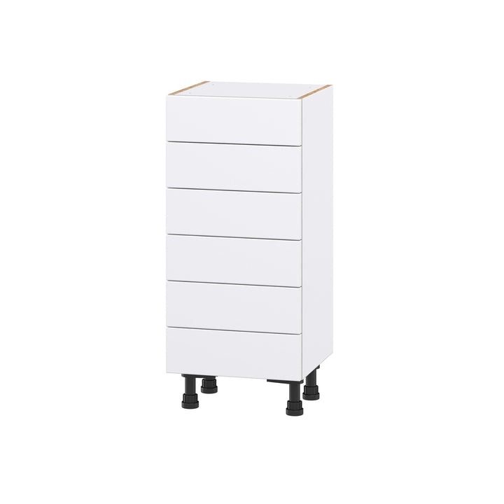 Hugo&Borg Lasalle 15-in W x 34.5-in H x 14-in D Bright White Slab 6-Drawer Base Fully Assembled Cabinet (Flat Panel Style)
