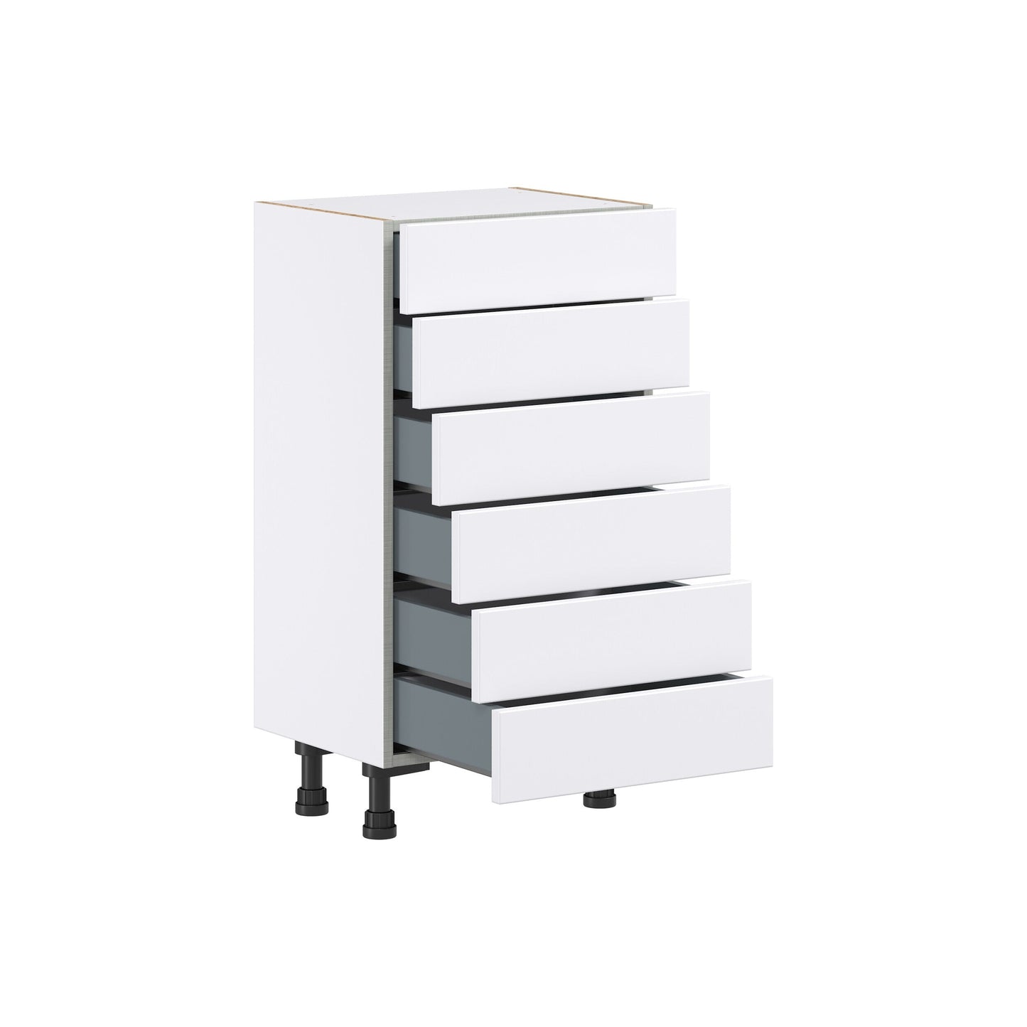 Hugo&Borg Lasalle 18-in W x 34.5-in H x 14-in D Bright White Slab 6-Drawer Base Fully Assembled Cabinet (Flat Panel Style)