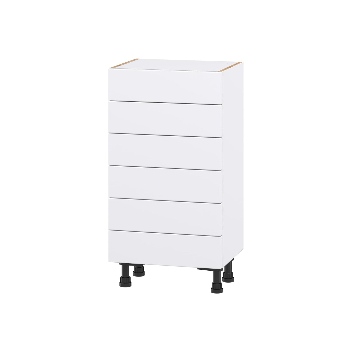 Hugo&Borg Lasalle 18-in W x 34.5-in H x 14-in D Bright White Slab 6-Drawer Base Fully Assembled Cabinet (Flat Panel Style)